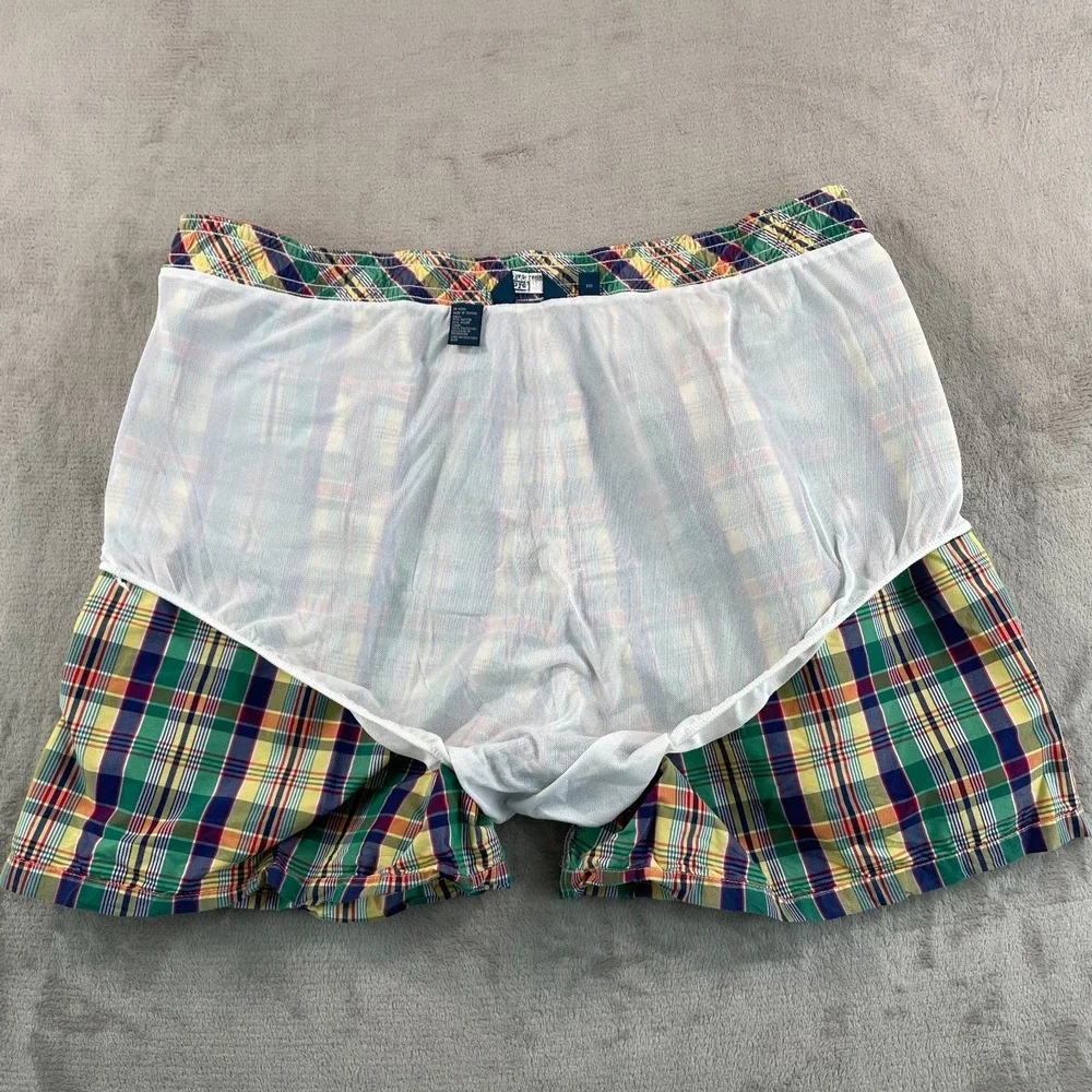 Vintage Polo Ralph‎ Lauren Swim Trunks Men 4XB 42W Multi Madras Plaid Mesh Lined